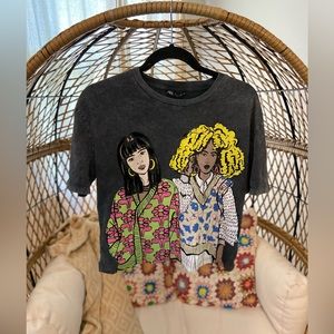 ZARA WOMAN Acid Wash Black Crop Top